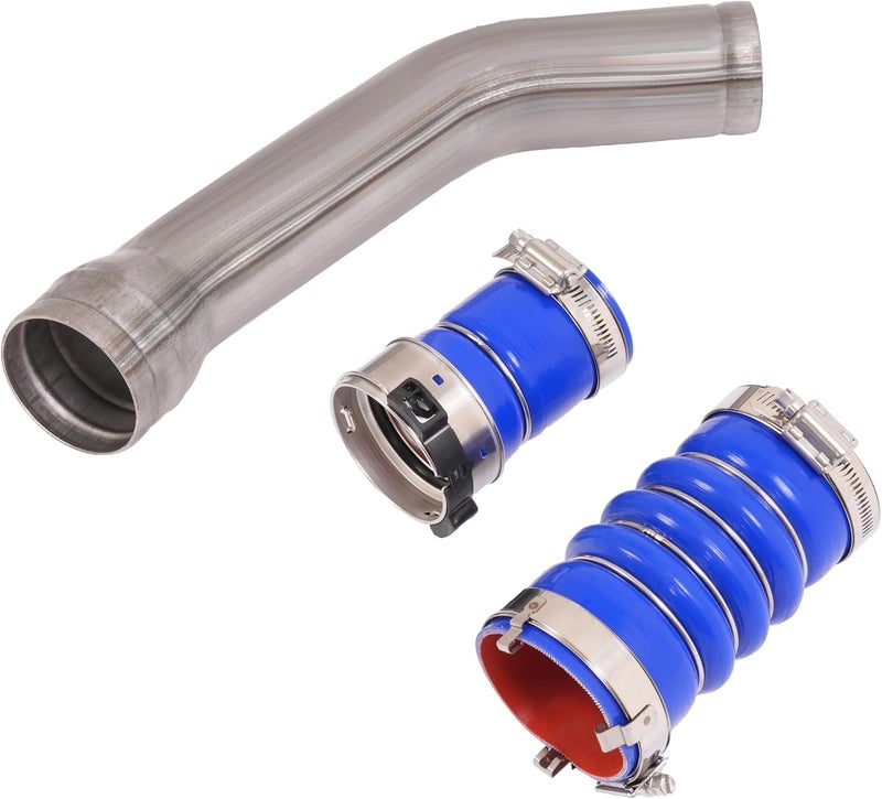 BALOCEO Intercooler Pipe Boot Kit Compatible with 2017-2024 Ford F250 F350 Super Duty 6.7L V8 Replacement for HC3Z6C646D PC3Z6C646A Hot & Cold Side w/Boots & Clamps Stainless Steel Rubber - Image 2